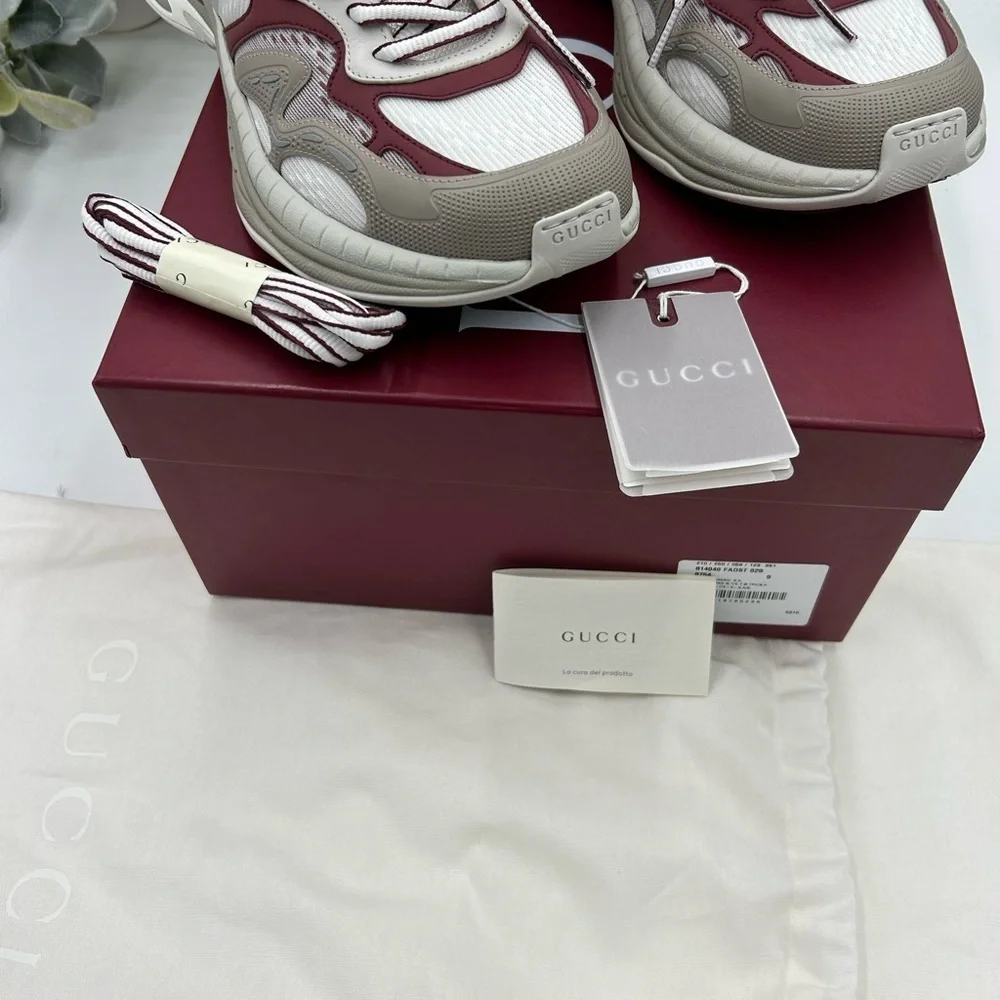 Men's Gucci 2.0 sneakers in white/gray/burgundy size 9 made in Italy